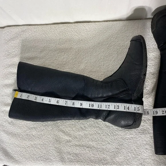 Rieker Black Faux Leather Sherpa Lined Mid Calf Knee High Boots 39 - Picture 14 of 14